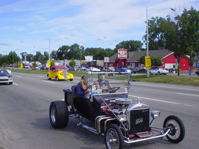 Joe Mullen & friend drive by in his 23 T Bucket.